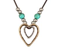 joymiao Boho Necklaces for Women Chunky Circle Necklace Layered Boho Circle Leather Choker Necklace Long Vintage Necklaces Bohemian Jewlery Gifts, 29.13inch, Faux Leather Zinc, No Gemstone