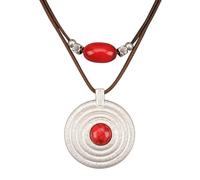 joymiao Boho Necklaces for Women Chunky Circle Necklace Layered Boho Circle Leather Choker Necklace Long Vintage Necklaces Bohemian Jewlery Gifts, Faux Leather, No Gemstone