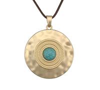 joymiao Boho Necklaces for Women Chunky Circle Necklace Layered Boho Circle Leather Choker Necklace Long Vintage Necklaces Bohemian Jewlery Gifts, Faux Leather Zinc, No Gemstone
