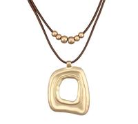 joymiao Boho Necklaces for Women Chunky Circle Necklace Layered Boho Circle Leather Choker Necklace Long Vintage Necklaces Bohemian Jewlery Gifts, Faux Leather, No Gemstone