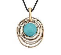 joymiao Boho Necklaces for Women Chunky Circle Necklace Layered Boho Circle Leather Choker Necklace Long Vintage Necklaces Bohemian Jewlery Gifts, L, Faux Leather Zinc, No Gemstone