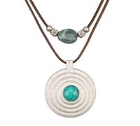 joymiao Boho Necklaces for Women Chunky Circle Necklace Layered Boho Circle Leather Choker Necklace Long Vintage Necklaces Bohemian Jewlery Gifts, Faux Leather, No Gemstone