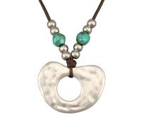 joymiao Boho Necklaces for Women Chunky Circle Necklace Layered Boho Circle Leather Choker Necklace Long Vintage Necklaces Bohemian Jewlery Gifts, L, Faux Leather Zinc, No Gemstone