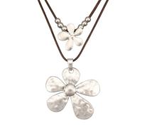 joymiao Boho Necklaces for Women Chunky Circle Necklace Layered Boho Circle Leather Choker Necklace Long Vintage Necklaces Bohemian Jewlery Gifts, Faux Leather, No Gemstone