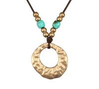 joymiao Boho Necklaces for Women Chunky Circle Necklace Layered Boho Circle Leather Choker Necklace Long Vintage Necklaces Bohemian Jewlery Gifts, 1.85inch*1.85inch, Faux Leather Zinc, No Gemstone