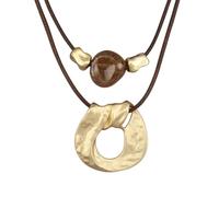 joymiao Chunky Necklace for Women Boho Pendant Necklace Statement Western Choker Necklaces for Women Vintage Bohemian Jewelry, Faux Leather Zinc, No Gemstone