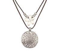 joymiao Chunky Necklace for Women Boho Pendant Necklace Statement Western Choker Necklaces for Women Vintage Bohemian Jewelry, Faux Leather Zinc, No Gemstone