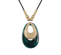 joymiao Leather Necklace for Women Large Pendant Hippie Choker Necklace Vintage Sweater Necklace Chunky Boho Necklaces for Women, Faux Leather Zinc, No Gemstone