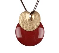 joymiao Leather Necklace for Women Large Pendant Hippie Choker Necklace Vintage Sweater Necklace Chunky Boho Necklaces for Women, Faux Leather Zinc, No Gemstone