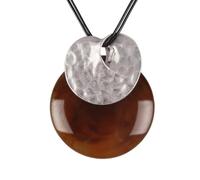 joymiao Leather Necklace for Women Large Pendant Hippie Choker Necklace Vintage Sweater Necklace Chunky Boho Necklaces for Women, Faux Leather Zinc, No Gemstone