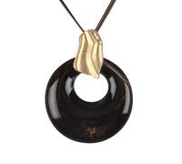 joymiao Leather Necklace for Women Large Pendant Hippie Choker Necklace Vintage Sweater Necklace Chunky Boho Necklaces for Women, Faux Leather Zinc, No Gemstone