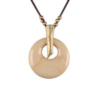 joymiao Leather Necklace for Women Large Pendant Hippie Choker Necklace Vintage Sweater Necklace Chunky Boho Necklaces for Women, Faux Leather Zinc, No Gemstone