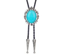 joymiao Mens Bolo Tie Western Cowboy Neck Tie Leather Necktie Womens Bolero Ties Turquoise Bolo Ties for Men, Turquoise Bolo Tie, Medium