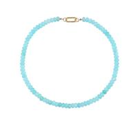 joymiao Natural Bead Necklaces for Women Chunky Colorful Crystal Beads Necklace Sky Blue Stone Choker with Spring Clasp Summer Jewelry