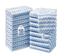 JOYMOOP Microfiber Cleaning Cloth, Pure Blue Towels with Edging, Small Size 18 Pack (9.8" x 9.8"), Absorbent Streak Free Lint Free Rags for Cleaning, Reusable and Washable Towels