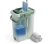 JOYMOOP Mop and Bucket Set - Mops for Floor Cleaning & Wall Cleaner with Long Handle, Include 3 Microfiber Mop Pads - Green Bucket (X-Large)