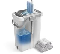 JOYMOOP Mop and Bucket Set - Mops for Floor Cleaning & Wall Cleaner with Long Handle, Include 5 Microfiber Mop Pads - White Bucket (X-Large)