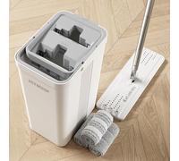 JOYMOOP Mop and Bucket with Wringer Set for Home, Flat Mop and Bucket System, Mops for Floor Cleaning and Wall Cleaner, with 3 Reusable Microfiber Mop Pads