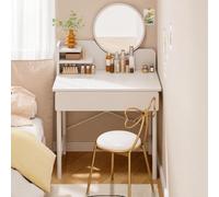 Joymorzy Minimalist Vanity Table for Bedroom, Simple Makeup and Dressing Table for Small Spaces, Bedroom Furniture, Versatile Makeup Station (Table + Butterfly Chair, 60 cm, 1 Drawer)