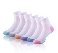 JOYNÉE Ankle Socks Women Low Cut Athletic Running with Cushion for Sports and Casual Use 6-Pairs Pack, White6, One Size