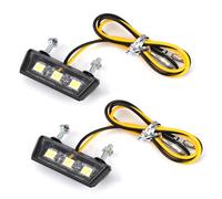 Joynine 2Pcs Universal LED Motorcycle Number Plate Light | 12V | License Plate Light | Motorcycle Rear Light with 3 Super Bright LEDs | Waterproof | for All Models of Motorcycles and Quads (White)