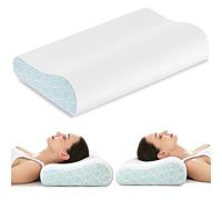 Joynox Memory Foam Pillow for Neck Support, Cervical Orthopedic Ergonomic Pillow for Neck and Shoulder Pain Relief, Comfort Bed Pillow With Cooling Cover, Side, Stomach and Back Sleepers