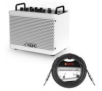 JOYO 15W Portable Bass Amp Combo with 9 Amp Models 6 FX Drum Machine Looper Bluetooth OTG Recording Rechargeable Battery DC-15B and 15 ft 1/4 in Straight Instrument Guitar Cable CM-04