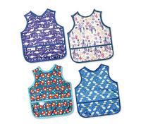 Joyo Roy Baby Bib for Boys 4Pack Waterproof Bibs for Weaning and Toddlers 12-24 Months Long Sleeve Sleeved