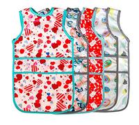 Joyo roy Baby Bibs with Sleeves for Girls 4Pack Waterproof Baby Bibs for Eating Weaning Bib Infant Feeding Bib 2-4 Years Soft Toddler Art Smock Long Sleeve Smock for Eating Apron for Feeding