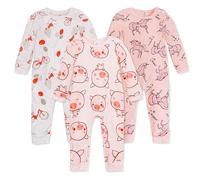 Joyo roy Baby Sleepsuits 3 Pack Baby Grow Bodysuits Onesies 100% Cotton One Piece Jumpsuit Footless Sleep Suits Long Sleeve Rompers for Babies Comfortable Newborn Vests Girl Sleepsuits 9-12 Months