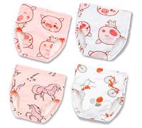 Joyo roy Potty Training Pants for Baby Girl 1Year 4Pack 100% Cotton Toilet Reusable Training Pants Reusable Nappies Diapers for Toddlers Leakproof Absorbent Thick Padded Underwear for Toddlers