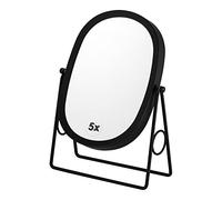 JOYOEIKON Classic Dual Sided 5X and 1X Magnifying Makeup Mirror and Tabletop Standing 360° Rotation Vanity Mirror,Desktop Cosmetic Mirror (Matt Black)