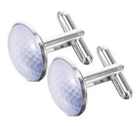 JOYOFREELY 1 Pair Golf Shape Shirt Cufflinks Metal and Glass Crystal Gemstone, Silver Colour, Lightweight and Easy to Use, Safe for Clothes and Hands, for Business Partnerships and Birthday