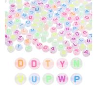 JOYOFREELY 1000pcs 4x7mm Luminous Letter Beads Multi-Function Plastic Alphabet Beads DIY Bracelet Accessory Portable Loose for Jewelry Making Crafts
