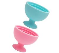 JOYOFREELY 2 Pcs Silicone Makeup Sponge Containers with Red Wine Glass Shape, Space Saving and Gentle on Brush Bristles, for Desktop Or Vanity Organisers