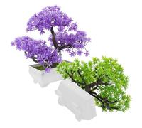 JOYOFREELY 2pcs Artificial Fake Bonsai Tree Pine Simulation Compact Plastic Ornaments for Living Room and Balcony Desktop Adornments Reusable Miniature Faux Bonsai