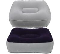 JOYOFREELY 2pcs Inflatable Travel Foot Rest Cushion Grey Blue Grey PVC Flocking Foot Massage Stool for Airplane Car Train Leg Elevation Reduces Swelling Relieves Muscle Fatigue