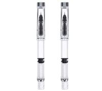 JOYOFREELY 2pcs Ink Pen Piston Filling Smooth Writing Pen 0.38mm Tip Large Capacity Plastic Body Silver Colour Lid Design for Homes and Schools