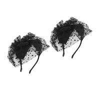 JOYOFREELY 2pcs Vintage Fascinator Headband Mesh Veil Lace Bow Top Hat for Women Wedding Tea Party Bridal Headdress Hair Accessories