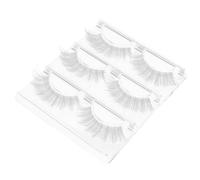JOYOFREELY 3 Pairs White False Eyelashes Artificial Fiber Reusable No Irritation Eye Lash Strips for Festival Party Stage Makeup and Cosplay Looks