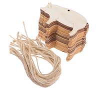 JOYOFREELY 30 Sets Wood Pig Cutouts Unfinished Wooden Hanging Tags with Portable Hanging String, Beige Wooden Animal Craft Shapes for DIY Crafts and Home Decor