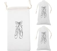 JOYOFREELY 3pcs Ballet Shoe Bags for Ballet Learners White Lint Material with Drawstring Design Easy to Clean Dance Shoe Storage Bags
