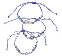 JOYOFREELY 3pcs Evil Eye Beaded Bracelets for Protection with Blue Alloy and Wax String, Unique Design Adds A Touch of Mystery, for Festival and Daily Wear