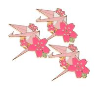 JOYOFREELY 3pcs Japanese Paper Crane Enamel Pin Set, Cute Origami Crane Lapel Brooches with Cherry Blossom Design, Metal Cartoon Badge for Cardigans, Sweaters, and Jackets