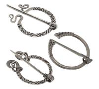 JOYOFREELY 3pcs Vintage Viking Brooch Set - Medieval Cloak Pins with Scarf Shawl Lapel Pins, Retro Norse Costume Accessories for Women’s Clothing