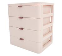 JOYOFREELY 4-layer Drawer Desktop Organizer, Pink Plastic Vanity Desk Storage Box for Makeup, Skincare, and Stationery - Stackable Cosmetic Organizer for Beauty and Personal Care
