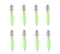 JOYOFREELY 4pc Stainless Steel Squid Fishing Hooks Strong Corrosion Resistance Glow the Dark Feature Light Green Luminous Fishing Baits Salt Water and Fresh Water