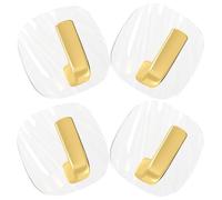 JOYOFREELY 4pcs Golden Acrylic Adhesive Clothes Hooks Heavy Duty No Punch Wall Mounted Coat Hooks with Smooth Surface for Daily Home Use and Business Purposes
