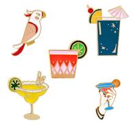 JOYOFREELY 5pcs Cartoon Hawaii Alloy Pin Brooches for Women Chic Creative Style Easy to Put on Or Take off Portable Backpacks Clothes Decoration