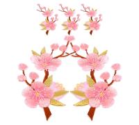 JOYOFREELY 5pcs Floral Iron on Patches Peach Blossom Flower Applique Non Woven Cloth Pink Cover Broken Holes Scar Fashionable Lovely Design for Clothing Accessories